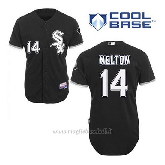 Maglia Baseball Uomo Chicago White Sox 14 Bill Melton Nero Alterner Cool Base